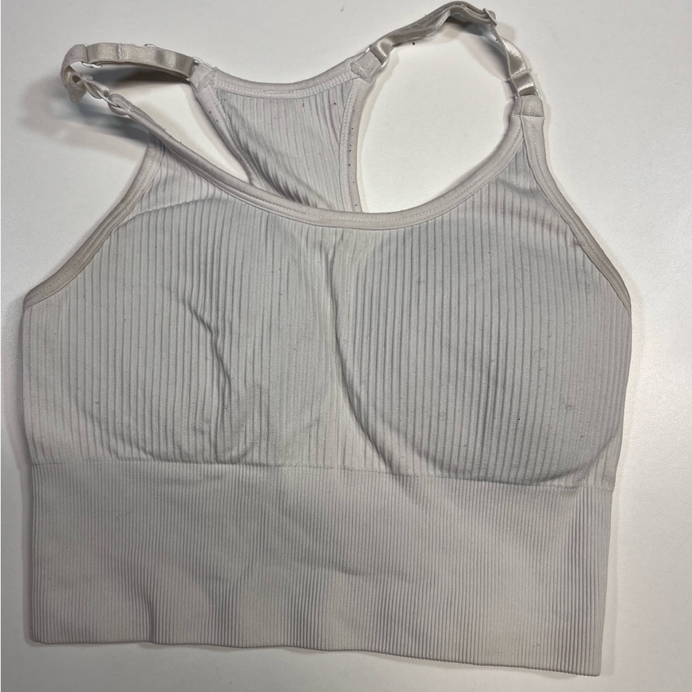 Balance Sports Bra Ribbed White *padding included Women’s Size Small